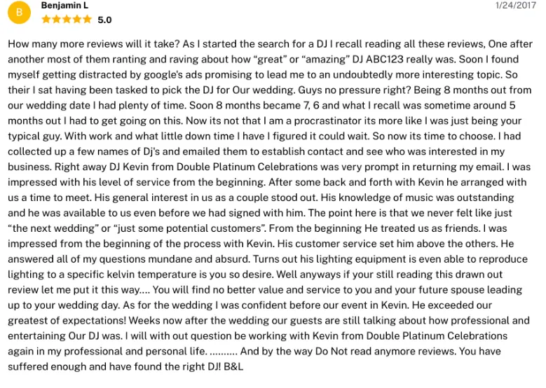 Review on The Knot, Jan 24, 2017