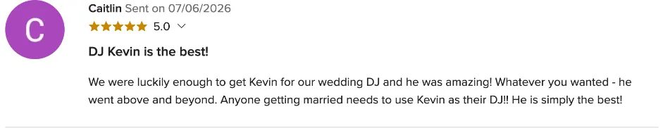 Review on WeddingWire, Jul 6, 2026