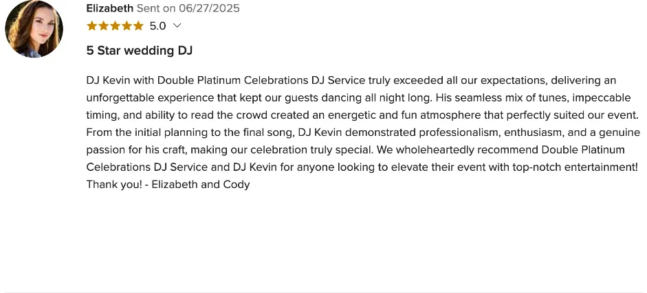 Review on WeddingWire, Jun 27, 2025