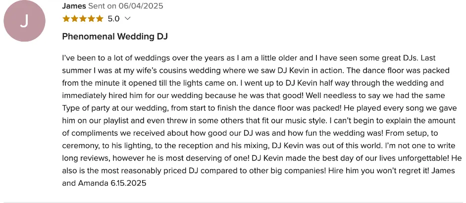 Review on WeddingWire, Jun 4, 2025