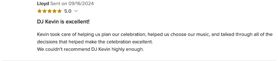 Review on WeddingWire, Sep 16, 2024