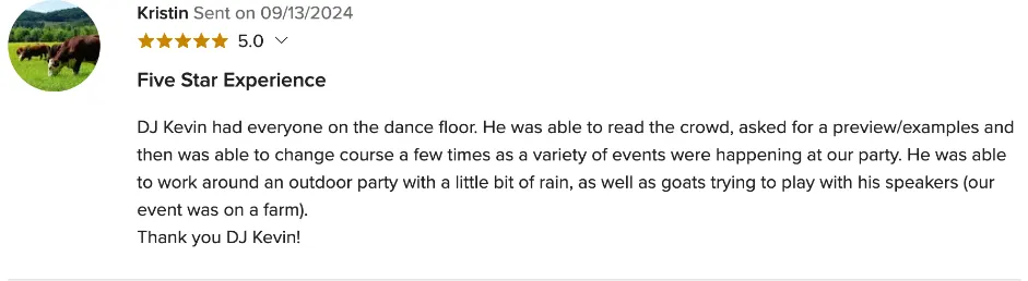 Review on WeddingWire, Sep 13, 2024
