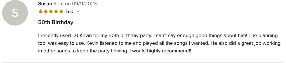 Review on WeddingWire, Sep 11, 2023