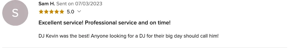 Review on WeddingWire, Jul 3, 2023