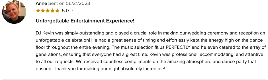 Review on WeddingWire, Jun 21, 2023