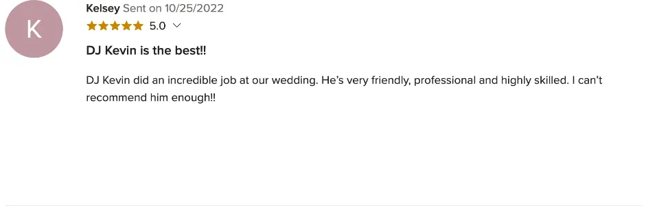Review on WeddingWire, Oct 25, 2022