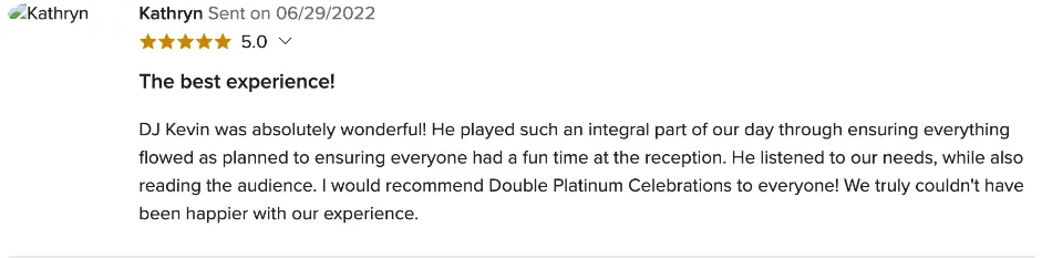 Review on WeddingWire, Jun 29, 2022
