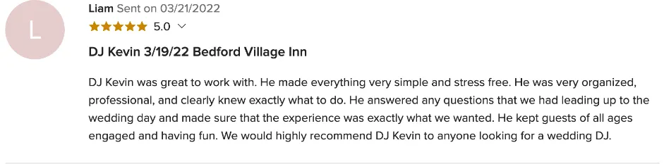 Review on WeddingWire, Mar 21, 2022