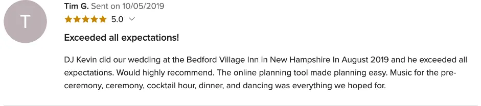 Review on WeddingWire, Oct 5, 2019