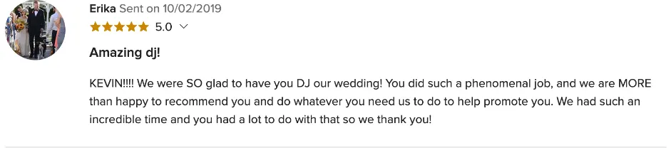 Review on WeddingWire, Oct 2, 2019