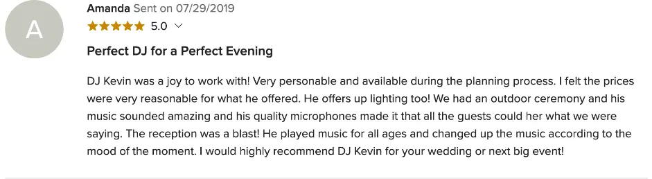 Review on WeddingWire, Jul 29, 2019