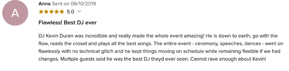 Review on WeddingWire, Jun 10, 2019