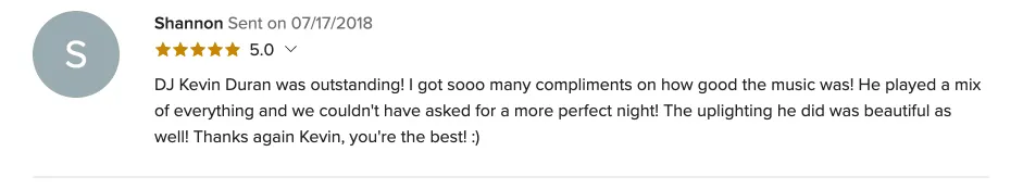Review on WeddingWire, Jul 17, 2018