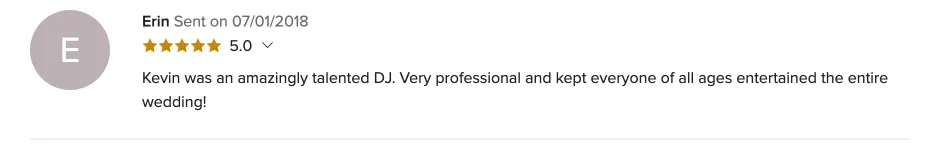 Review on WeddingWire, Jul 1, 2018