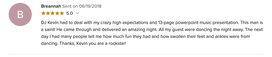 Review on WeddingWire, Jun 19, 2018