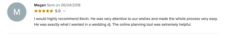 Review on WeddingWire, Jun 4, 2018