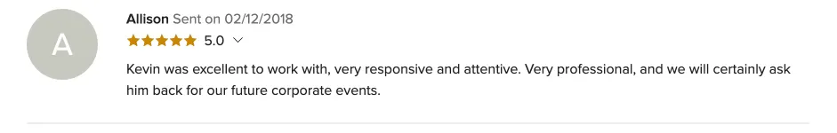 Review on WeddingWire, Feb 12, 2018