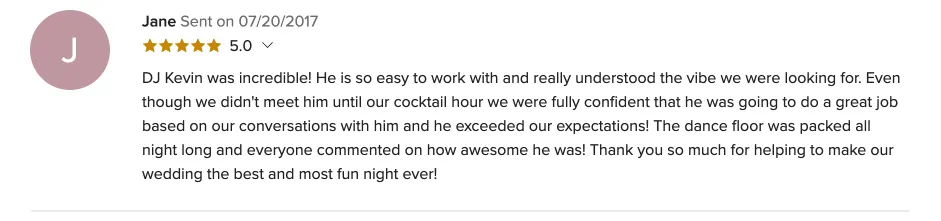 Review on WeddingWire, Jul 20, 2017