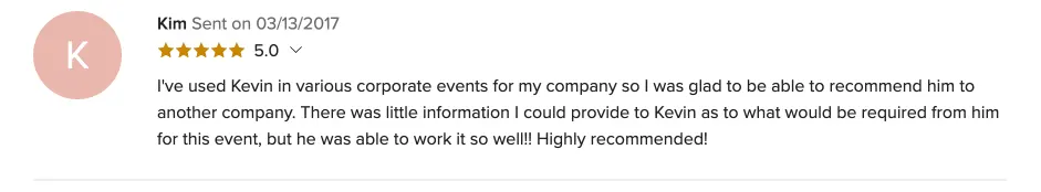 Review on WeddingWire, Mar 13, 2017