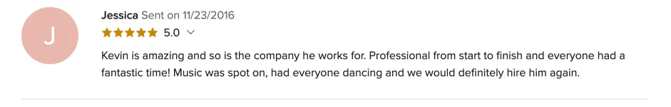 Review on WeddingWire, Nov 23, 2016