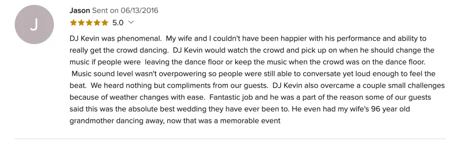 Review on WeddingWire, Jun 13, 2016