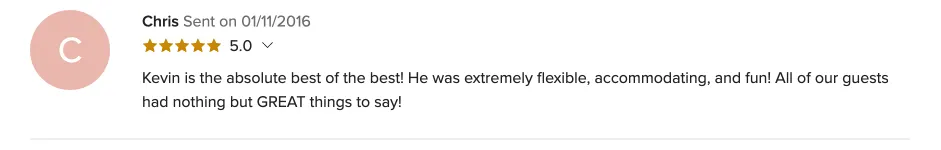 Review on WeddingWire, Jan 11, 2016