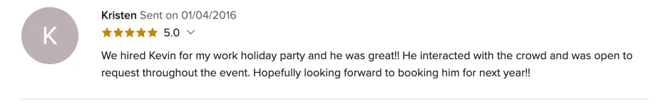 Review on WeddingWire, Jan 4, 2016