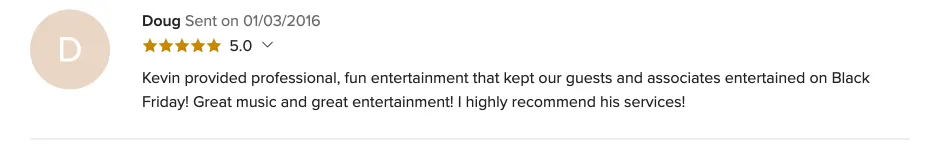 Review on WeddingWire, Jan 3, 2016
