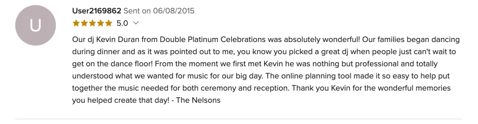 Review on WeddingWire, Jun 8, 2015