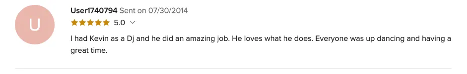 Review on WeddingWire, Jul 30, 2014