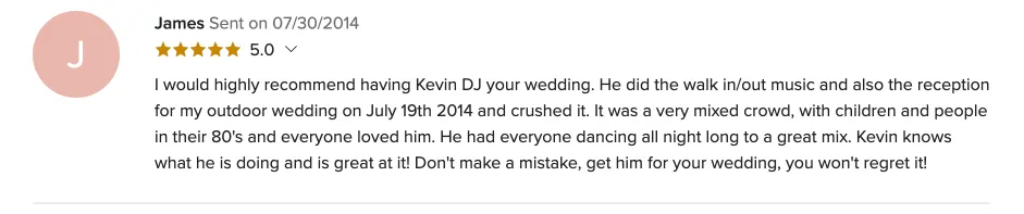 Review on WeddingWire, Jul 30, 2014