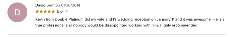 Review on WeddingWire, Jan 30, 2014