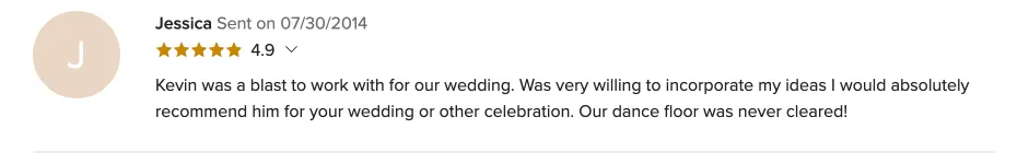 Review on WeddingWire, Jul 30, 2014
