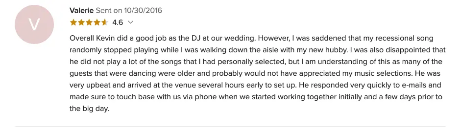 Review on WeddingWire, Oct 30, 2016