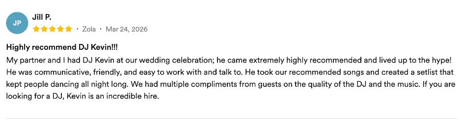 Review on Zola, Mar 24, 2026