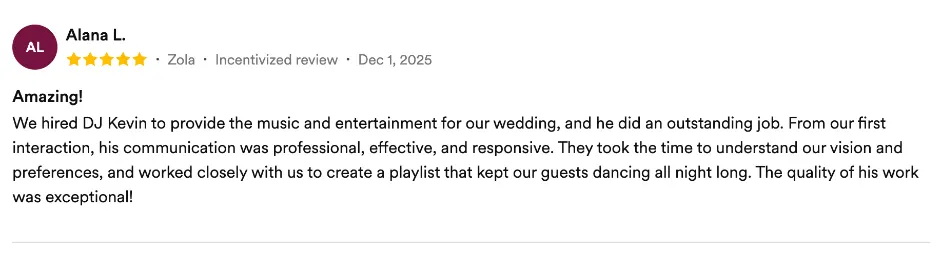 Review on Zola, Dec 1, 2025