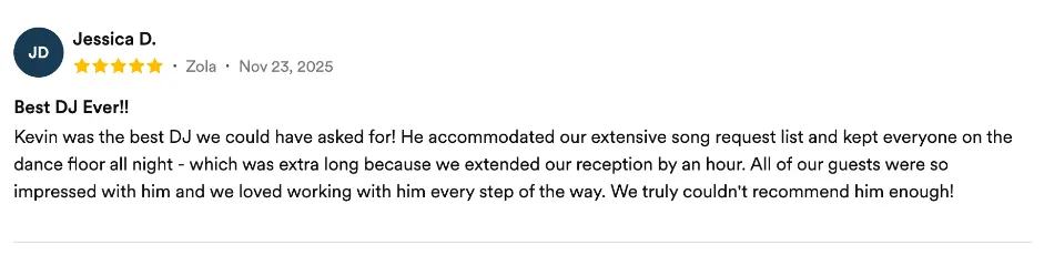 Review on Zola, Nov 23, 2025