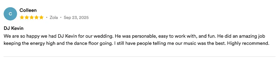 Review on Zola, Sep 23, 2025
