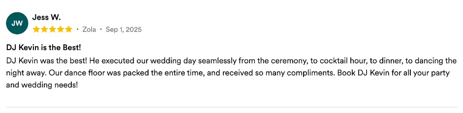 Review on Zola, Sep 1, 2025
